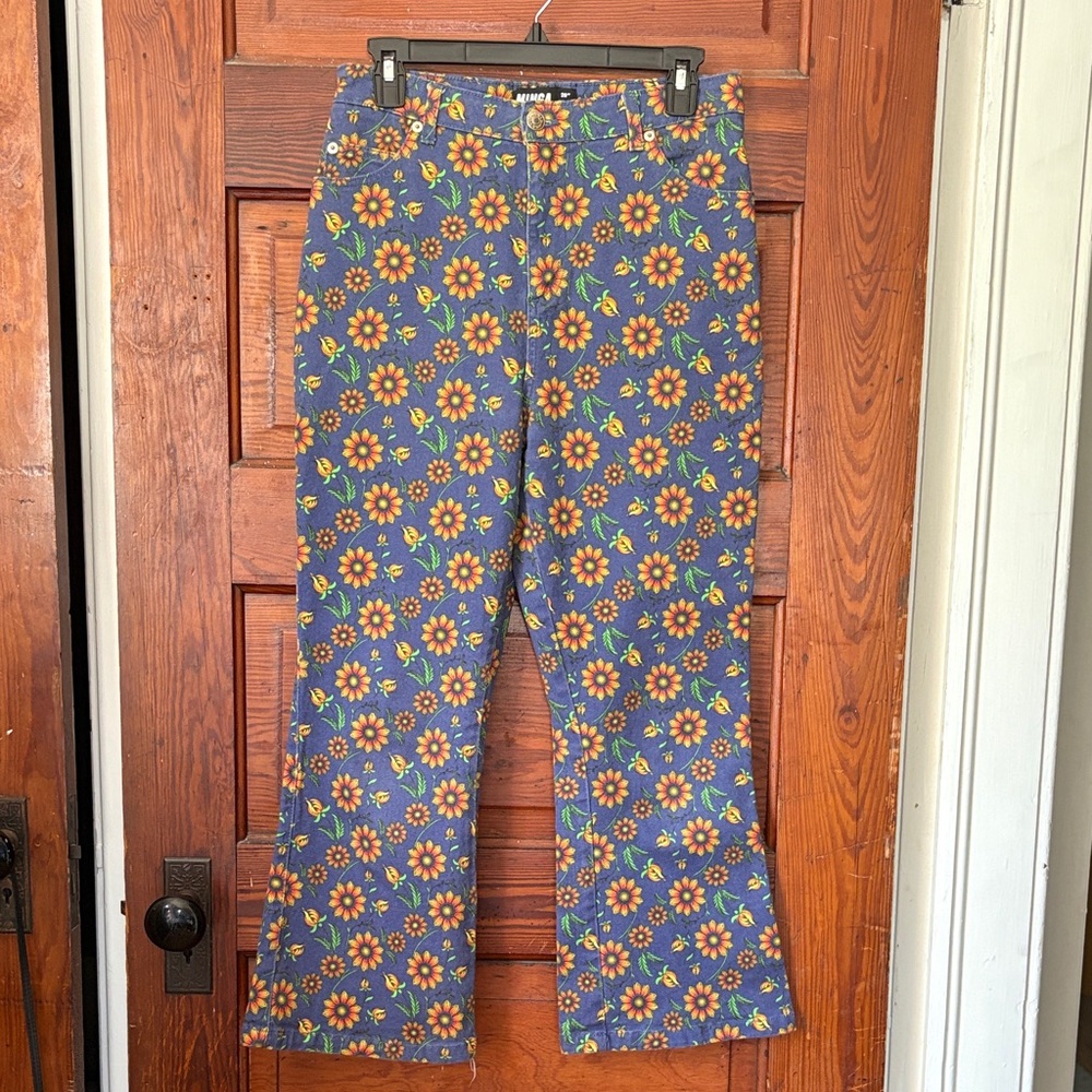 Minga London Wild Sunflower Kick Flare Jeans size 28